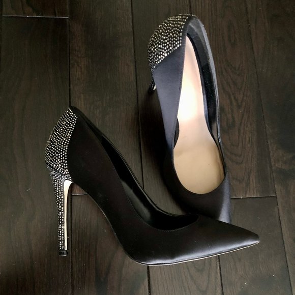 ALDO black satin shoes with stones - Picture 3 of 4
